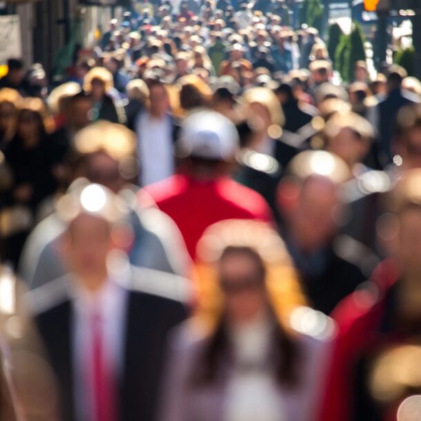 Group of people walking in street